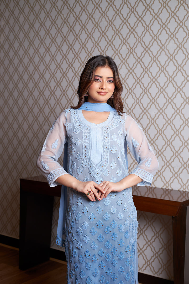 lucknowi chikan long kurta