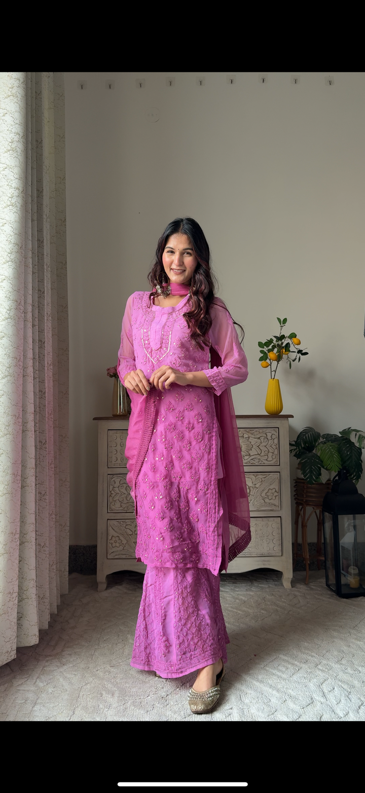 georgette chikankari kurti