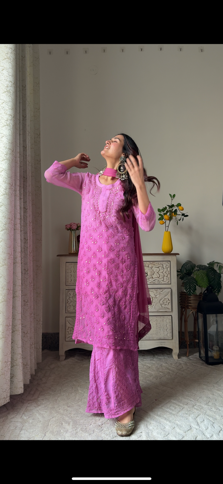 georgette chikankari kurti