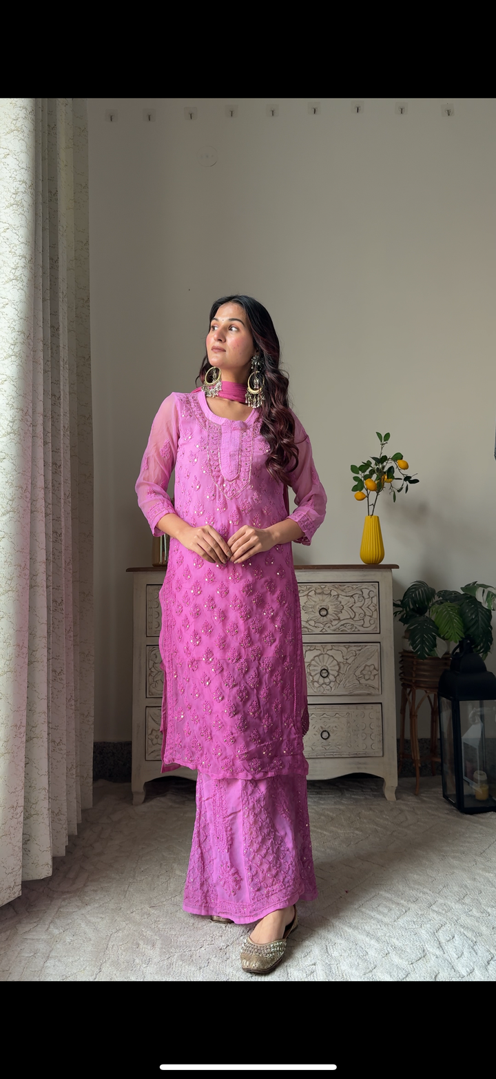 georgette chikankari kurti