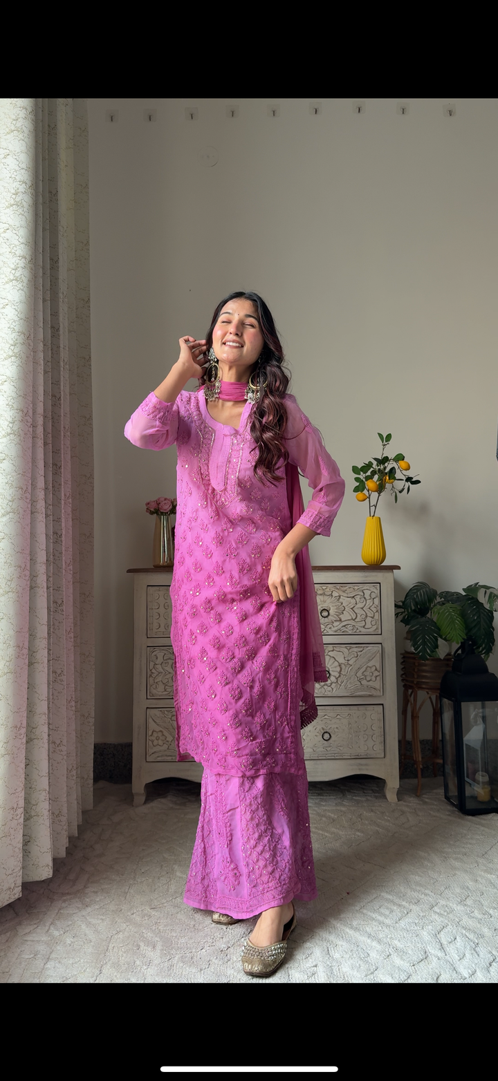 georgette chikankari kurti