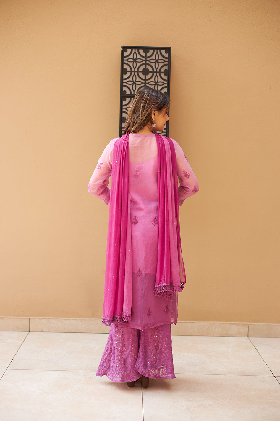 georgette chikankari kurti