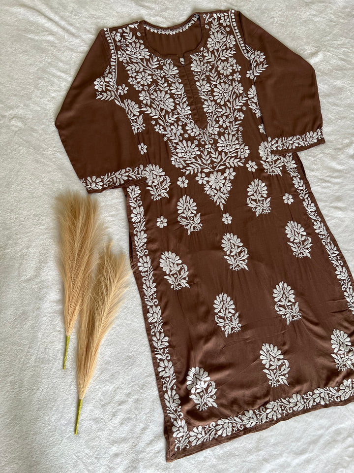 lucknowi chikan long kurta