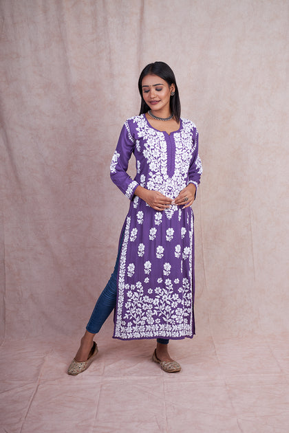lucknowi chikan long kurta