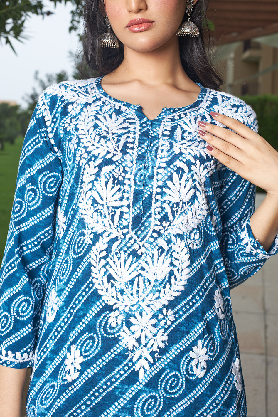 rayon foil print kurti