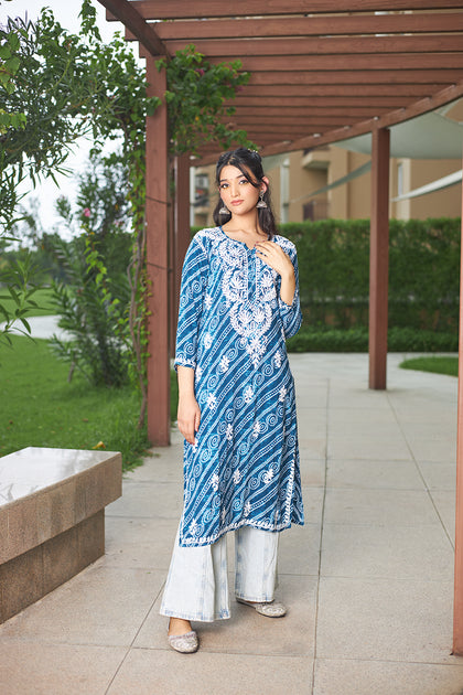 rayon foil print kurti