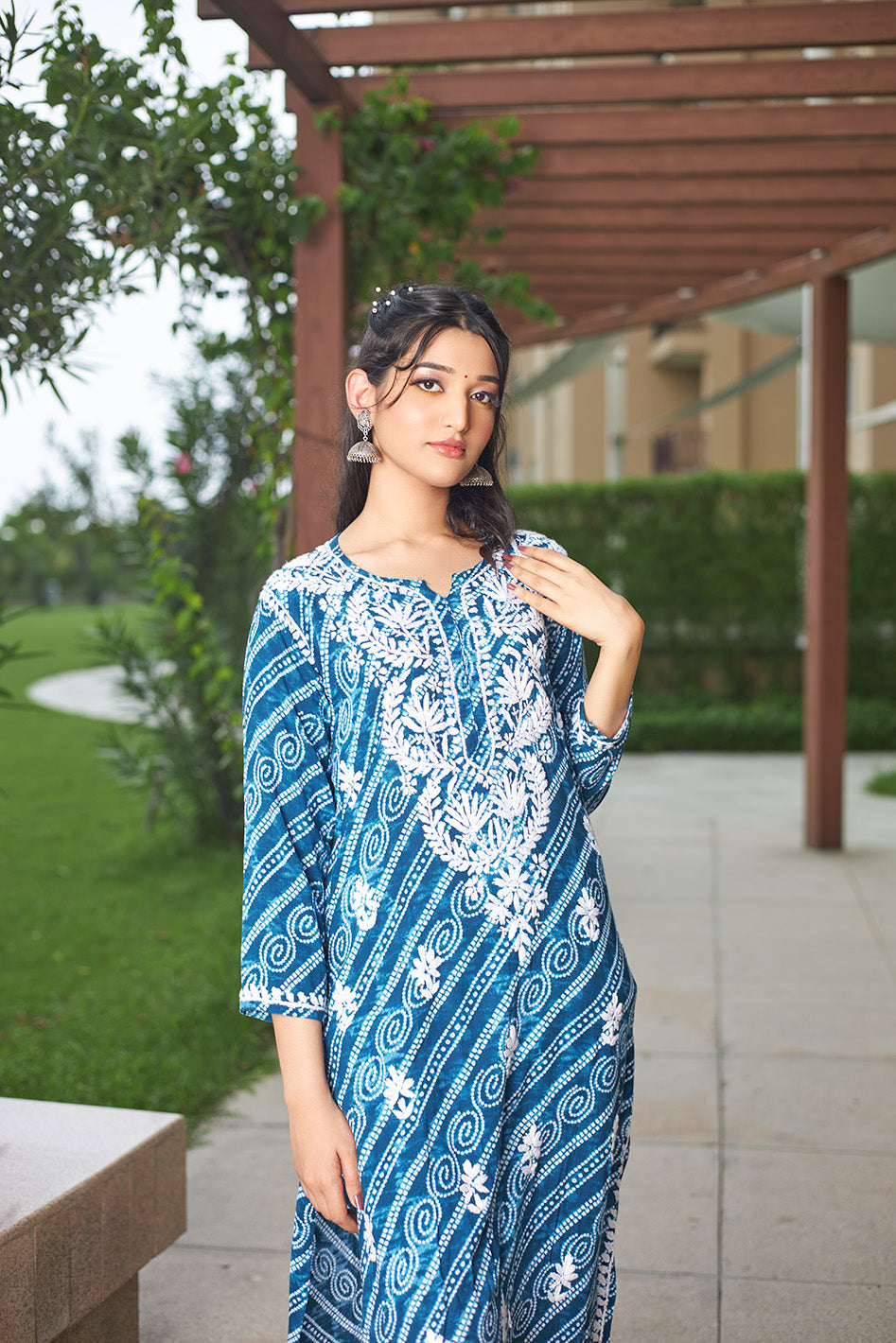 rayon foil print kurti