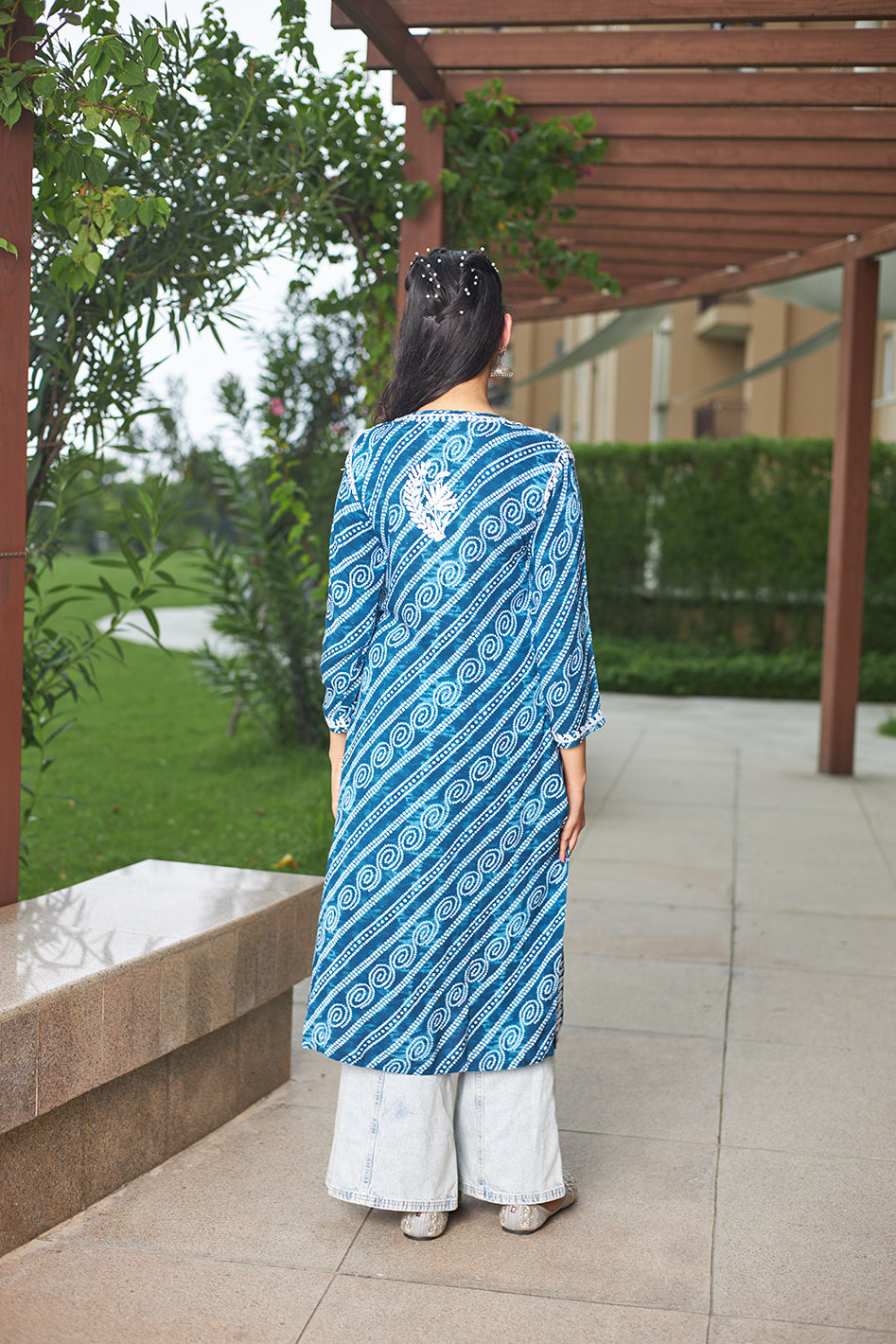 rayon foil print kurti