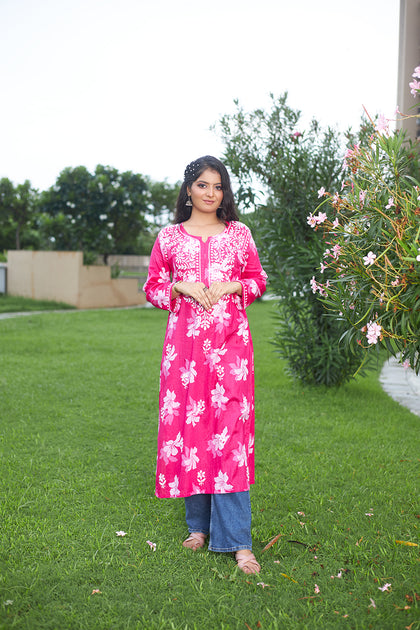 lucknowi chikan long kurta
