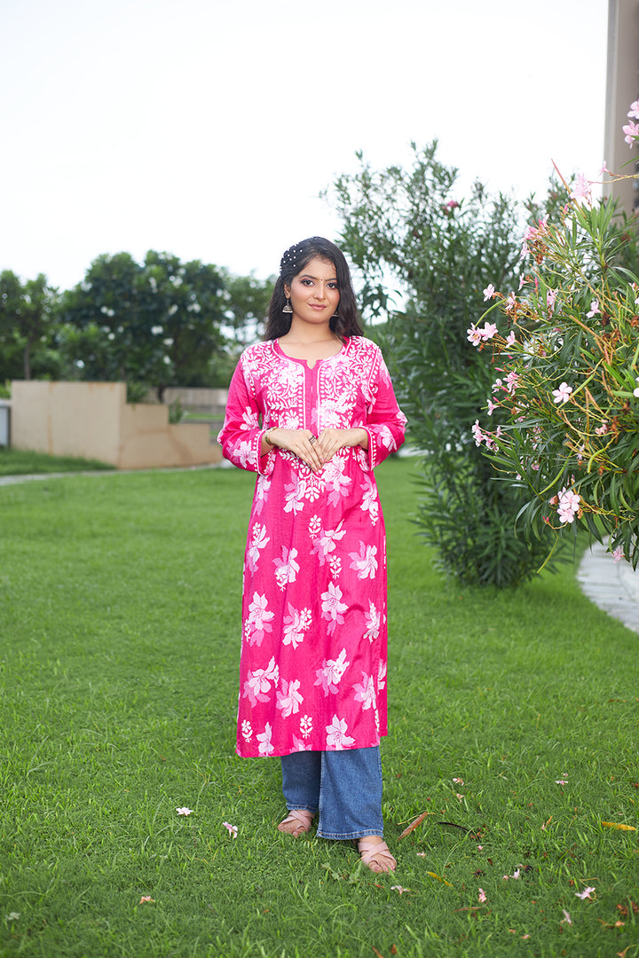 lucknowi chikan long kurta