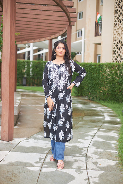 lucknowi chikan long kurta