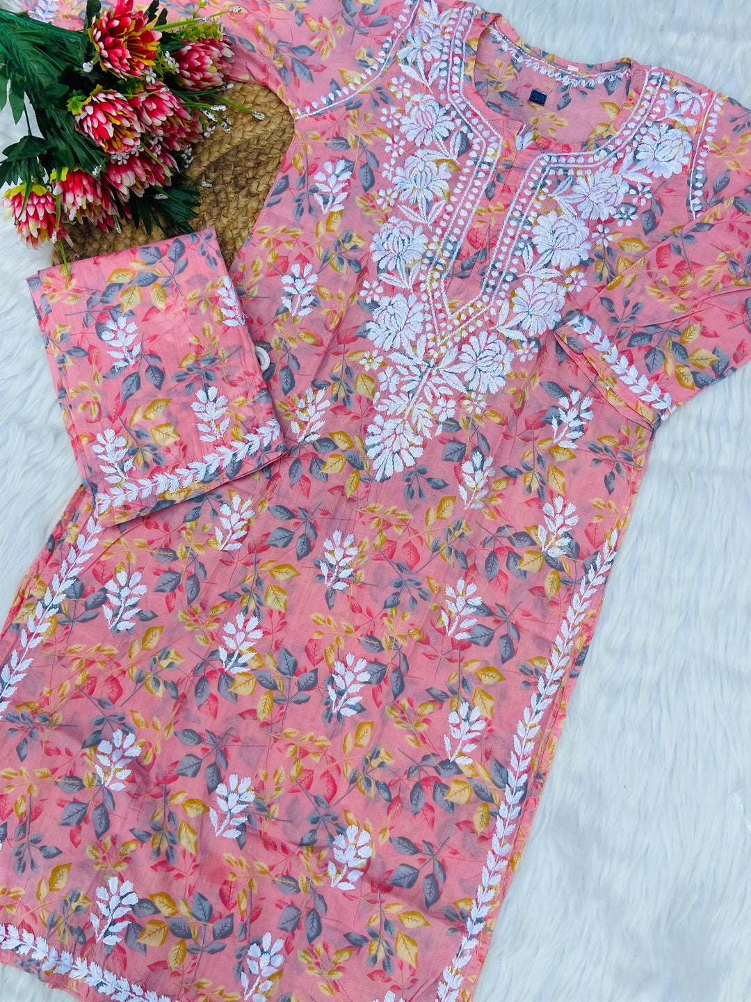 Zara MulMul Cotton Chikankari Set