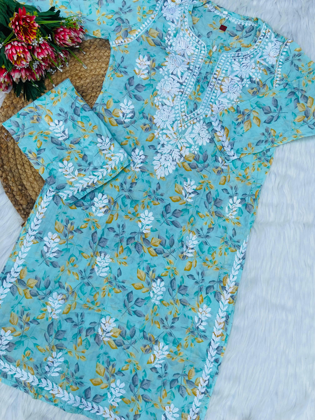 Zara MulMul Cotton Chikankari Set