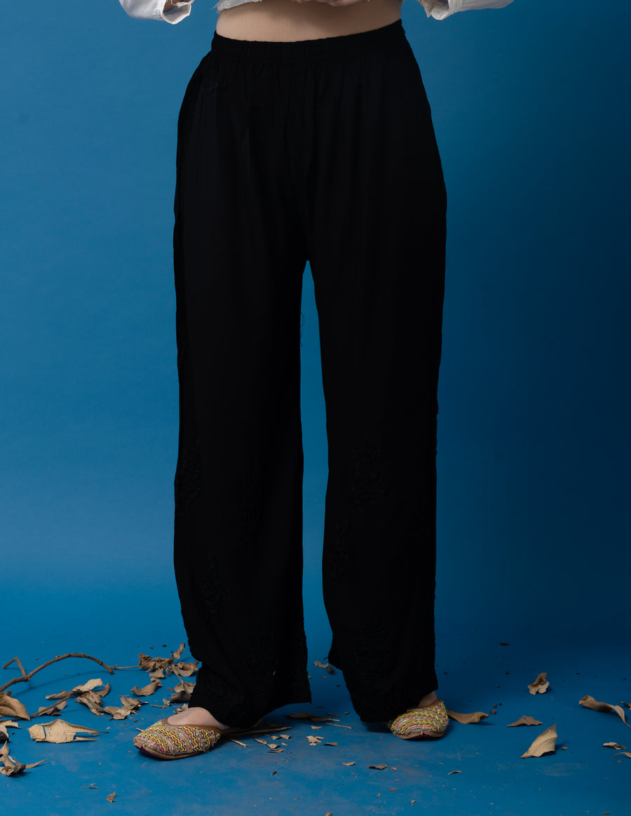 Handmade Black Modal Cotton Plazzo