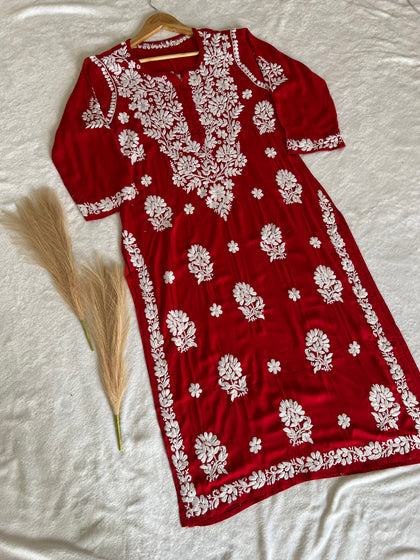 lucknowi chikan kadai kurti