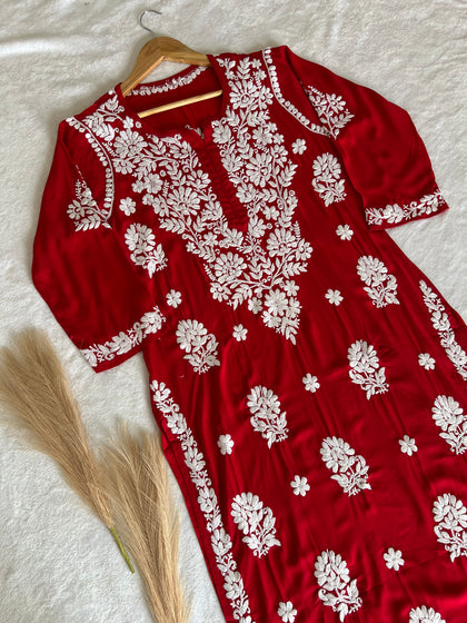 lucknowi chikan kadai kurti