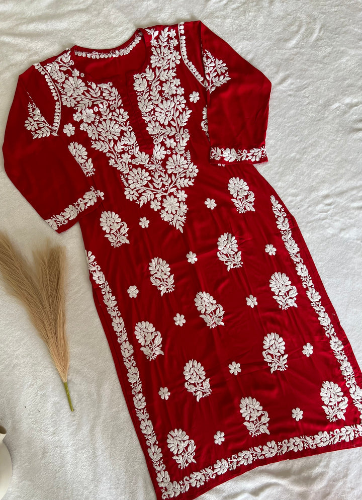 lucknowi chikan kadai kurti