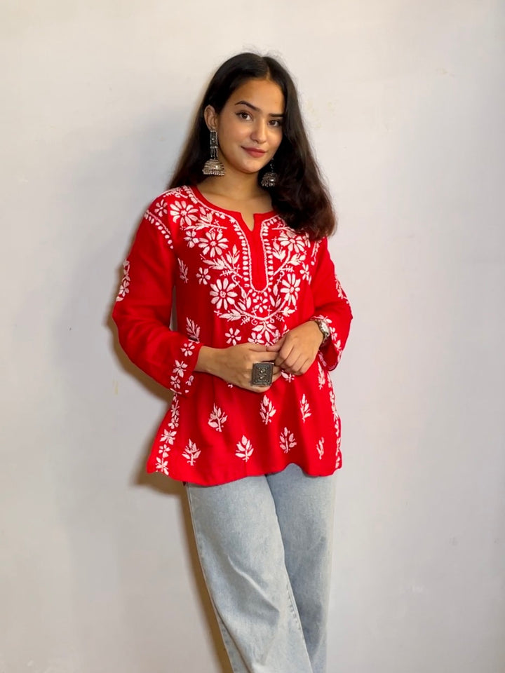lucknowi chikan short kurta