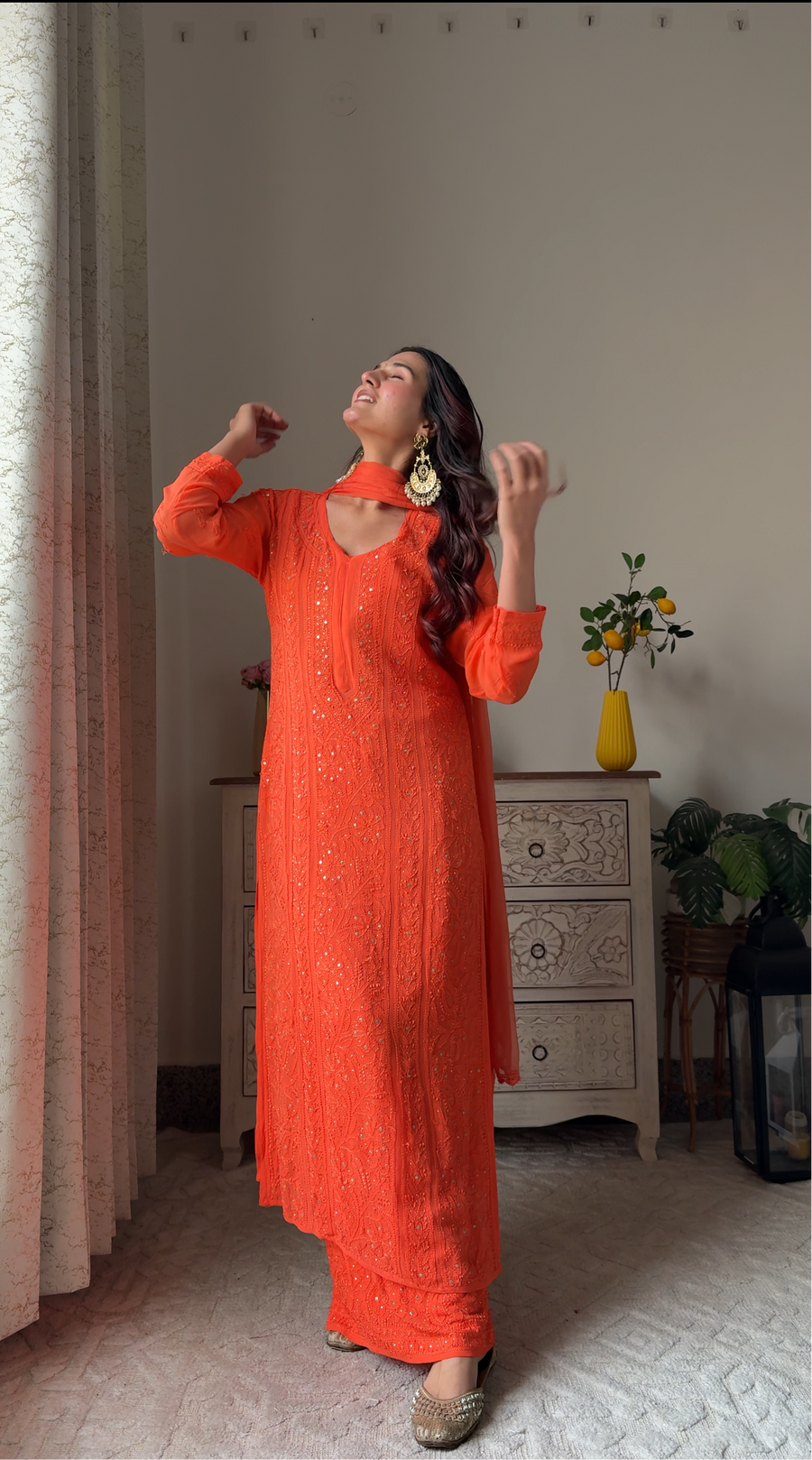 Swati Rathi in Viscose Georgette Mukaish Set With Resham Thread Handwork