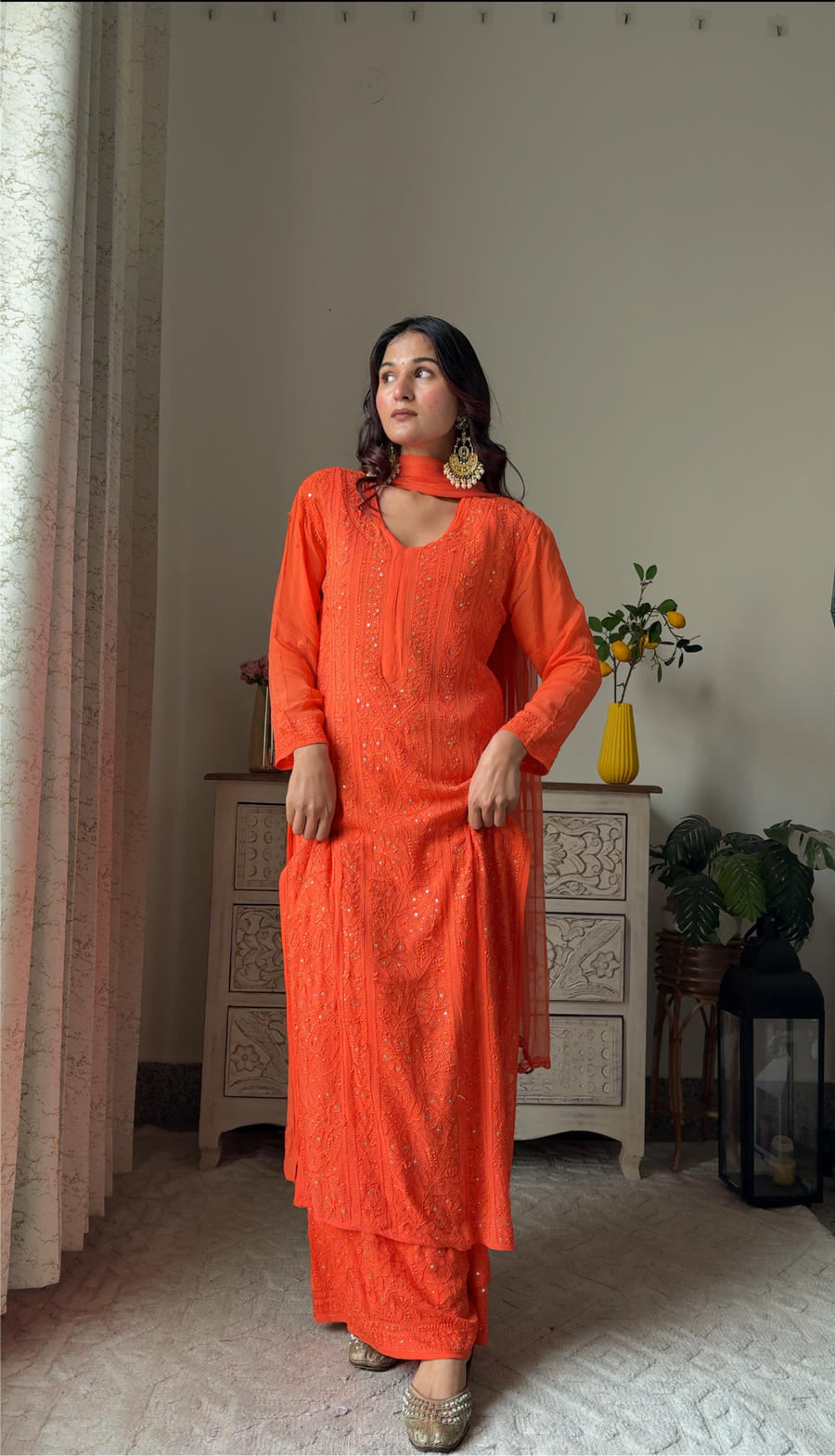 Swati Rathi in Viscose Georgette Mukaish Set With Resham Thread Handwork