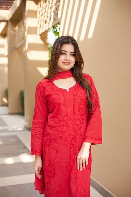 chikankari mulmul kurta