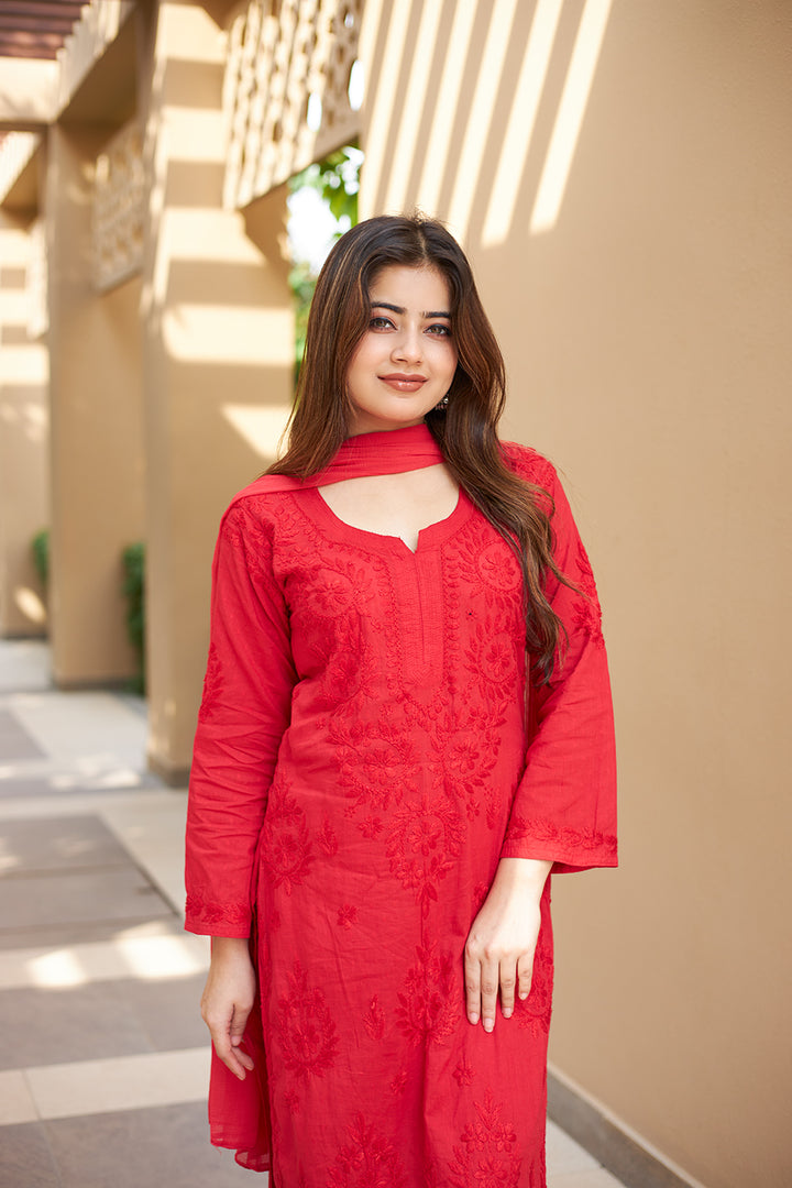 chikankari mulmul kurta