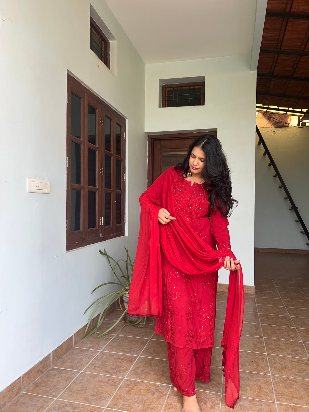 Nazakat Rayon Cotton Chikankari Kurta Set