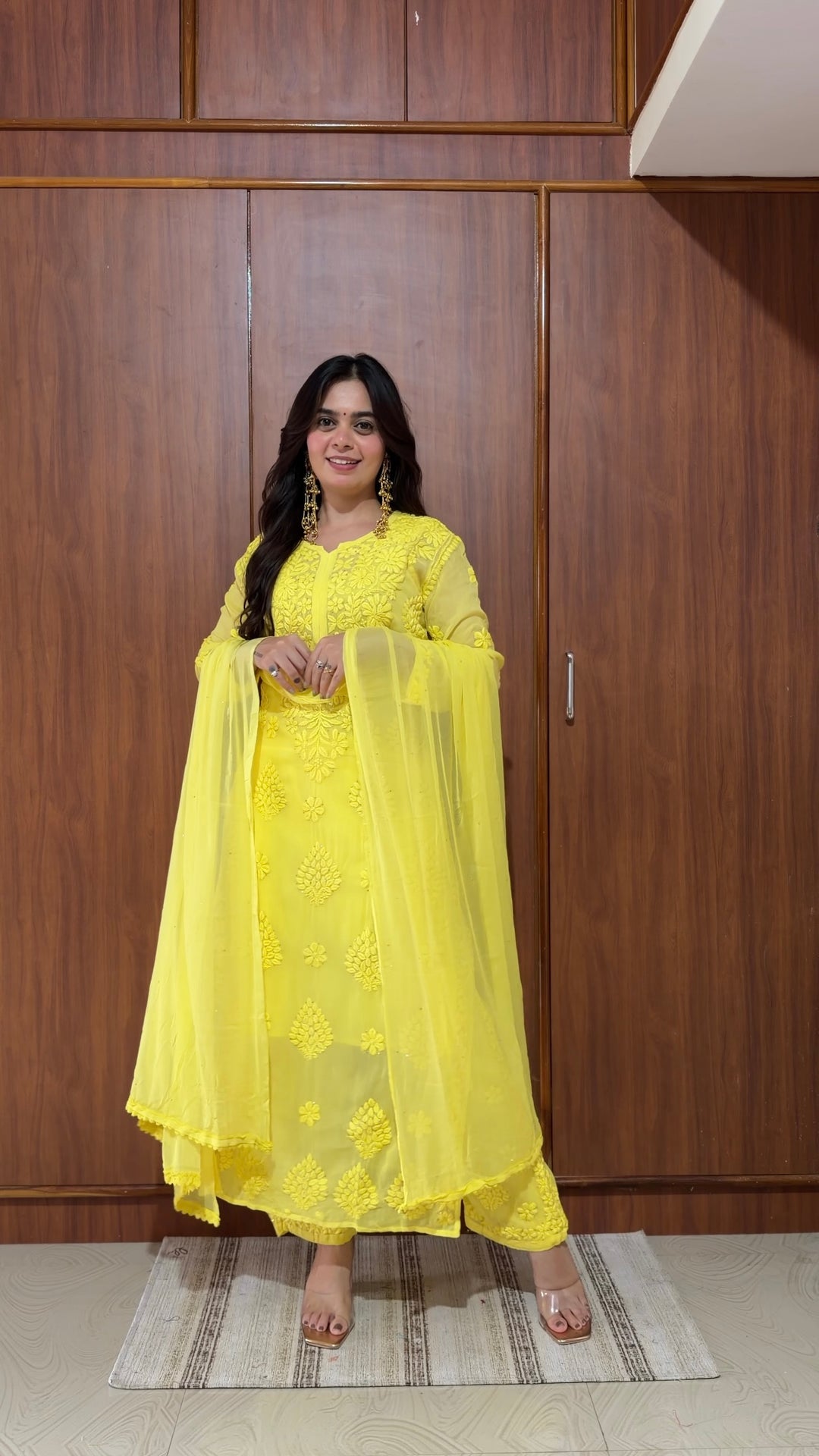 Santoshi Megharaj in Noor Viscose Georgette Mukaish Set With 3D Handwork
