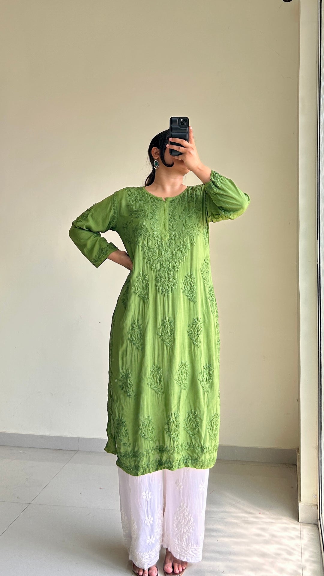 That Shopping Addict in Soft Cotton Kurta With Chikankari Handwork