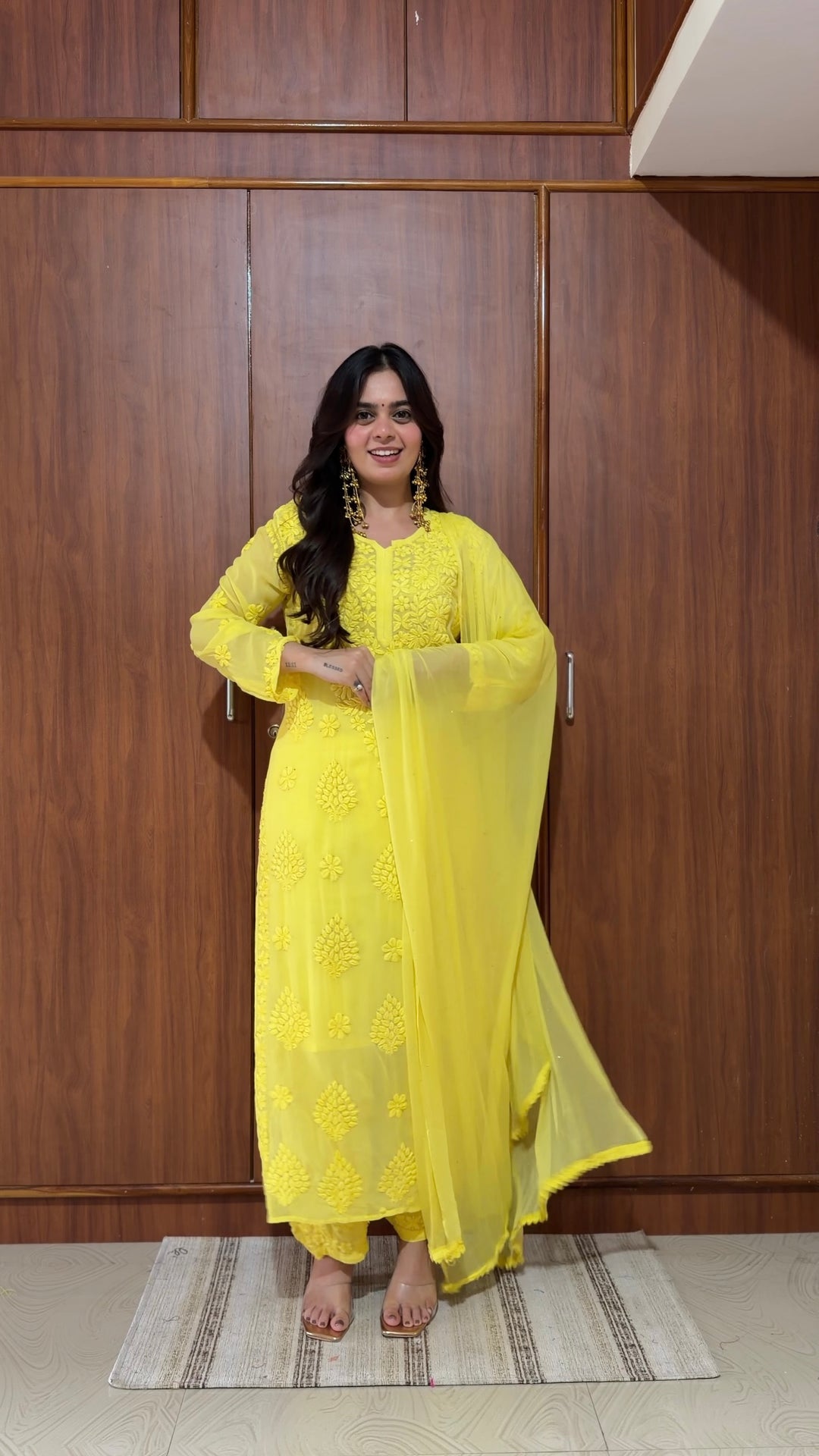 Santoshi Megharaj in Noor Viscose Georgette Mukaish Set With 3D Handwork