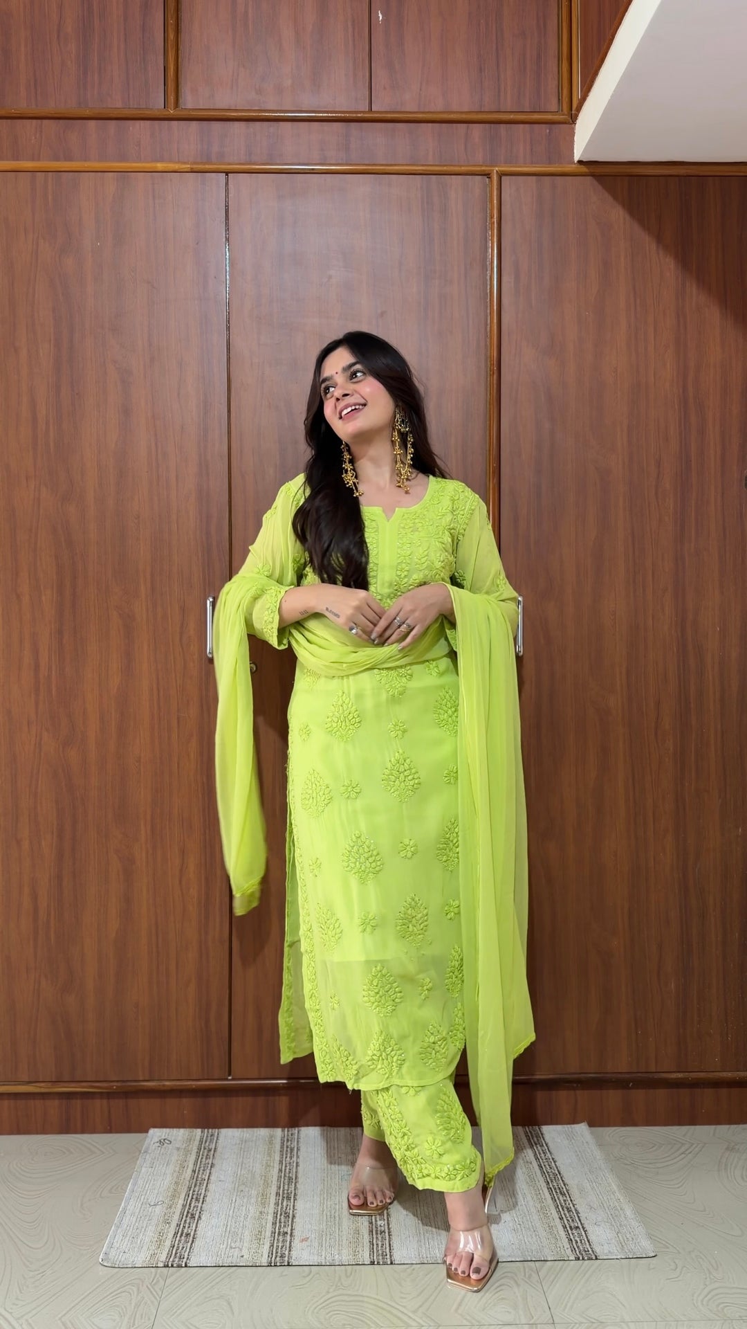 Santoshi Megharaj in Noor Viscose Georgette Mukaish Set With 3D Handwork