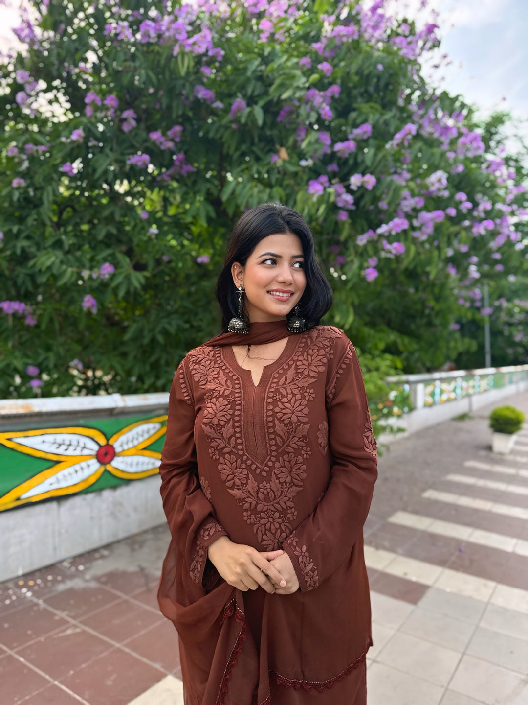 Viscose Georgette Straight Kurta Set With 3D Work