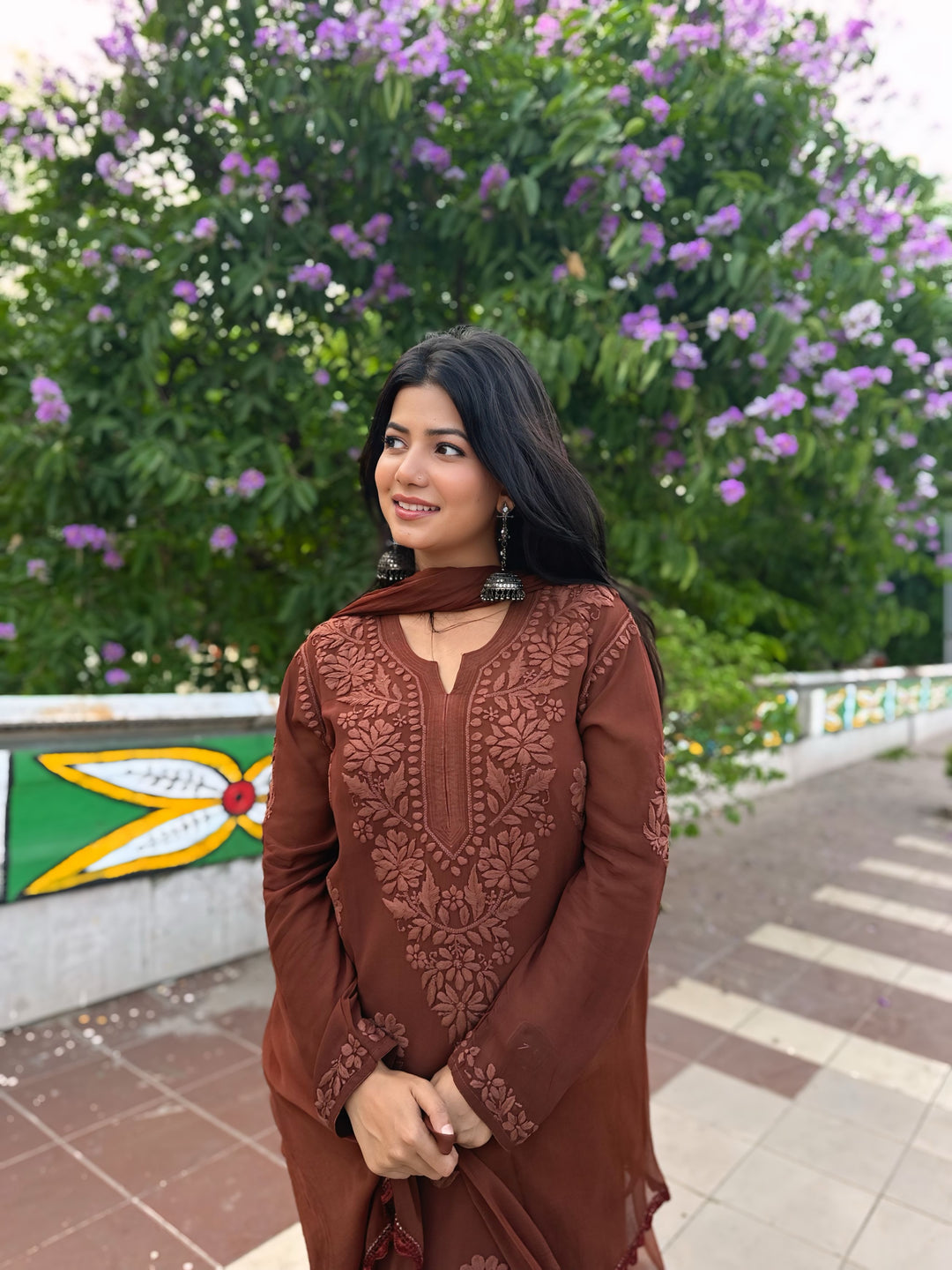Viscose Georgette Straight Kurta Set With 3D Work