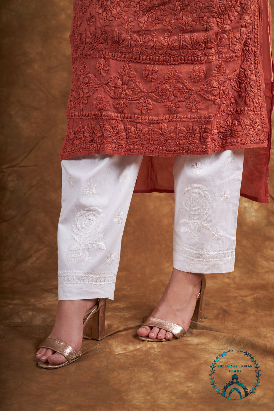 Hand Embroidery Rose Design Lycra Pant