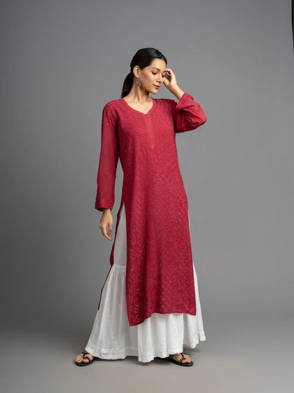 viscose chikankari kurti