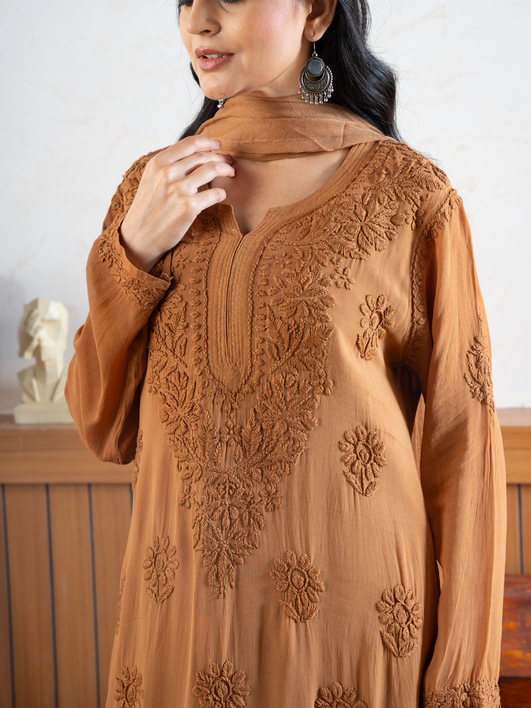 viscose georgette chikankari kurti