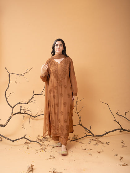viscose georgette chikankari kurti
