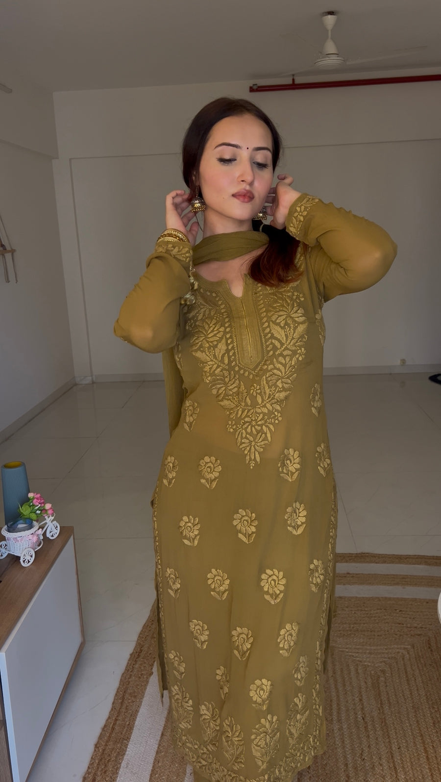 Varsha Rekhate In Viscose Georgette Straight Kurta Set With 3D Work