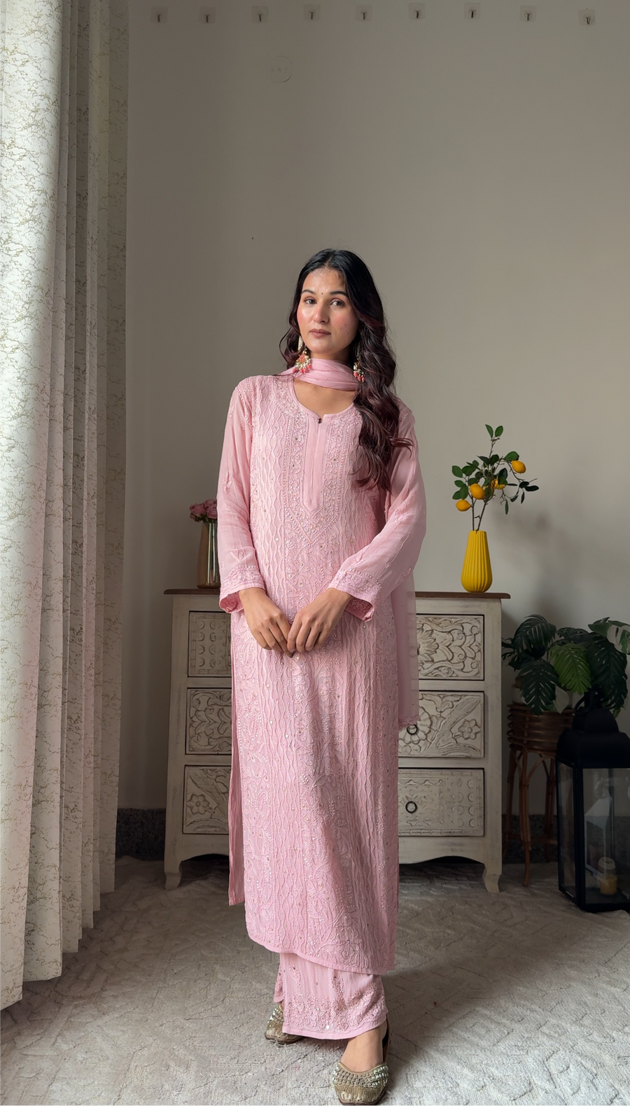 Swati Rathi in Viscose Georgette Mukaish Set With Resham Thread Handwork