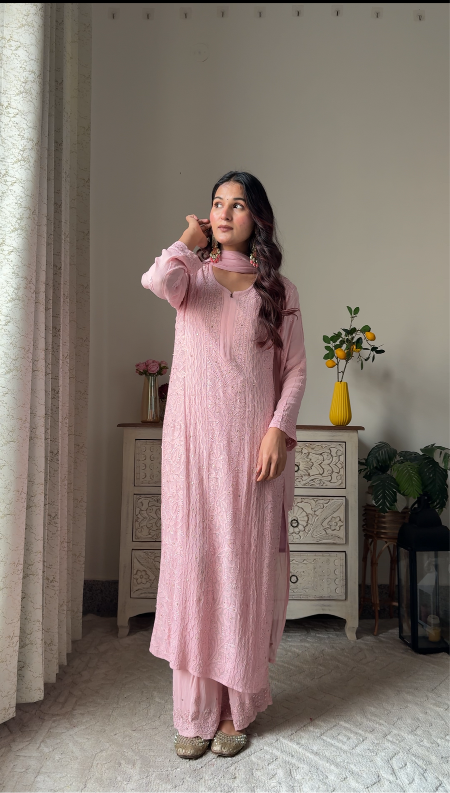 Swati Rathi in Viscose Georgette Mukaish Set With Resham Thread Handwork