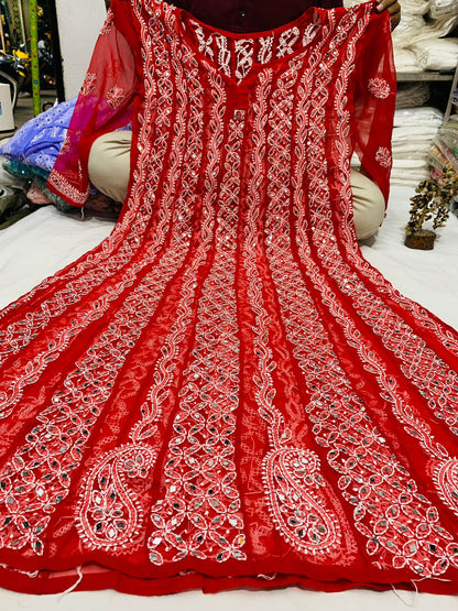 Georgette Patta Mirror Anarkali