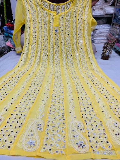 Georgette Patta Mirror Anarkali
