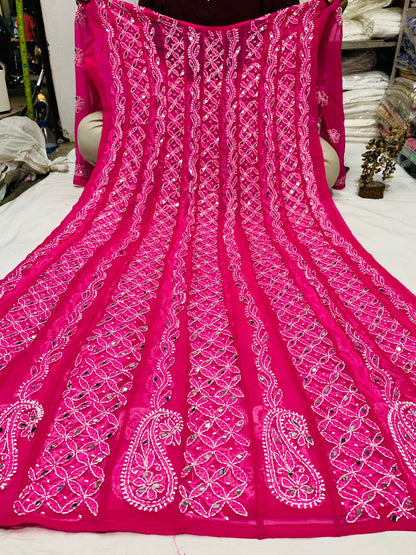 Georgette Patta Mirror Anarkali